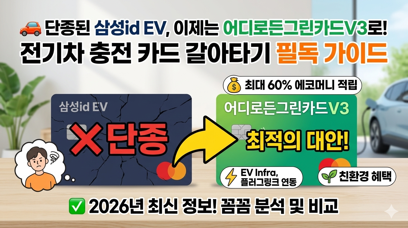 단종된 삼성id EV 카드, 이젠 어디로든그린카드V3로! 전기차 충전 카드 갈아타기 완벽 가이드
