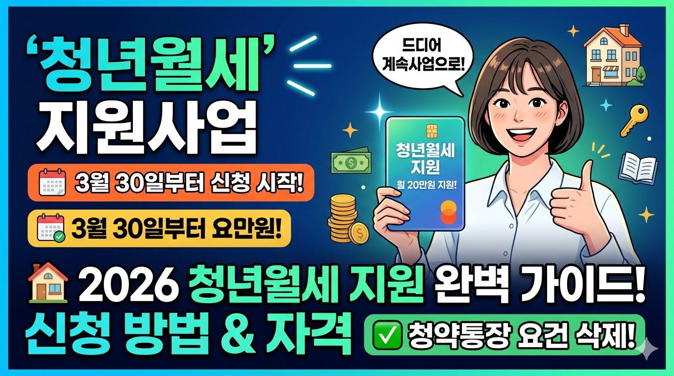 월세 20만원 놓치지 마세요! 2026 청년월세 지원, 신청부터 자격까지 총정리