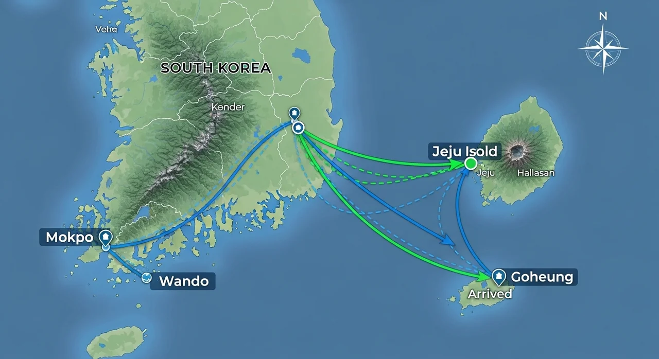 주요 항구별 제주배 노선 및 소요 시간 비교