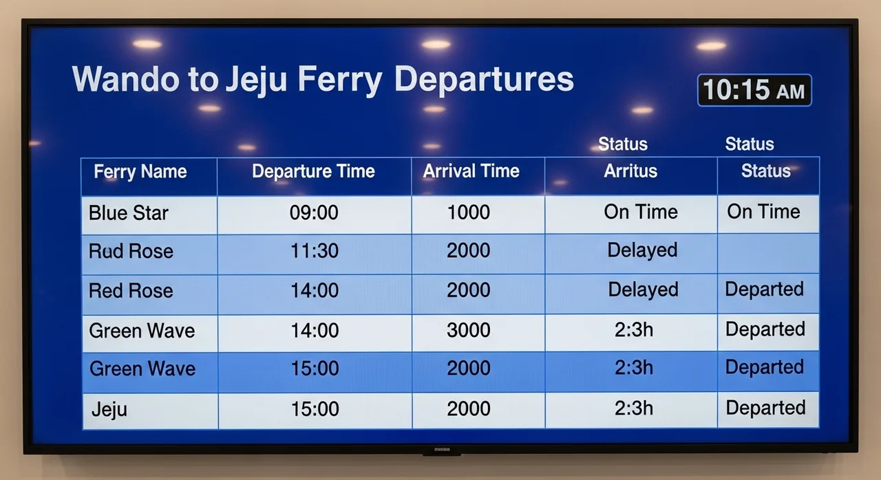 2026년 완도-제주 배편 운항 시간표