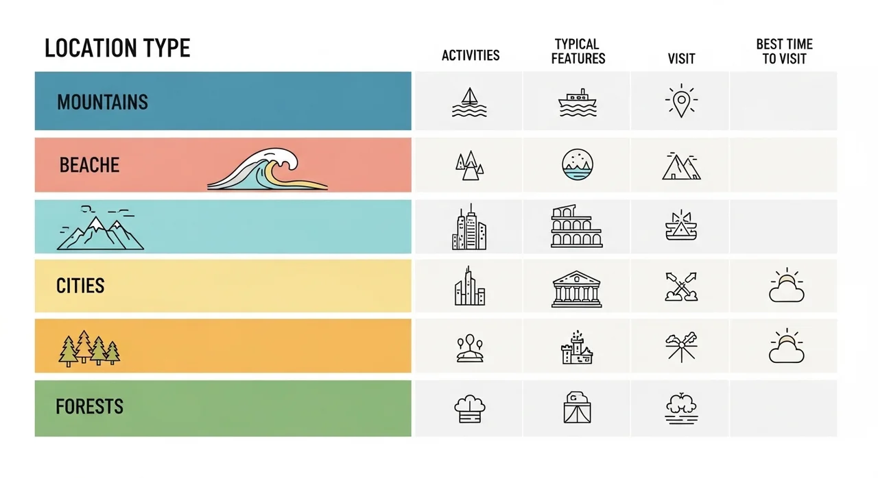 봄나들이 장소 유형별 특징