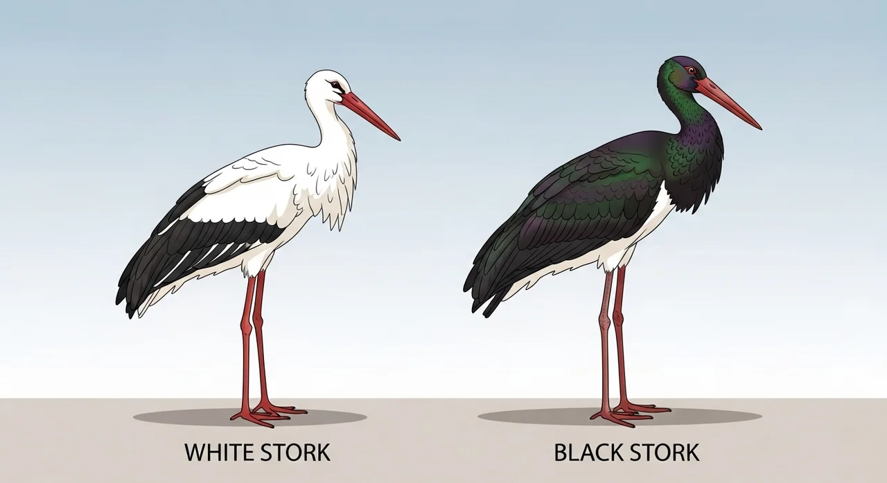 먹황새와 황새의 차이점 한눈에 보기