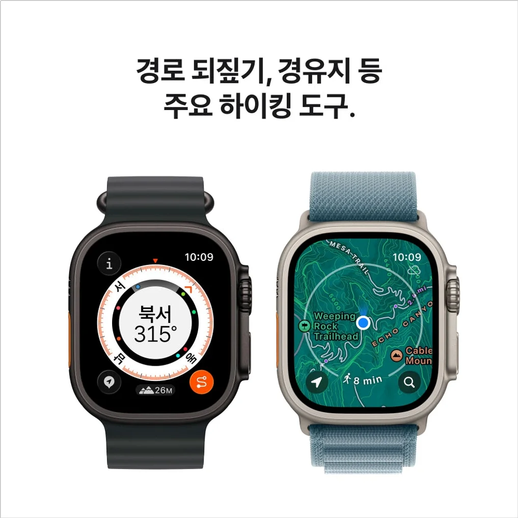 애플 애플워치 울트라 3 셀룰러 내추럴 티타늄, 49mm, 라이트 블루 알파인 루프 상세 이미지 5